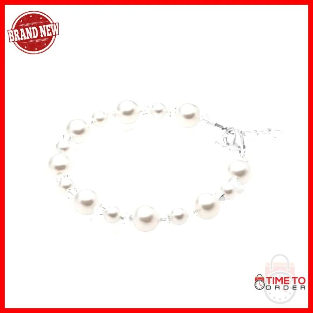Sterling Silver Baby Bracelet with Pearls & Crystals, Newborn to Toddler